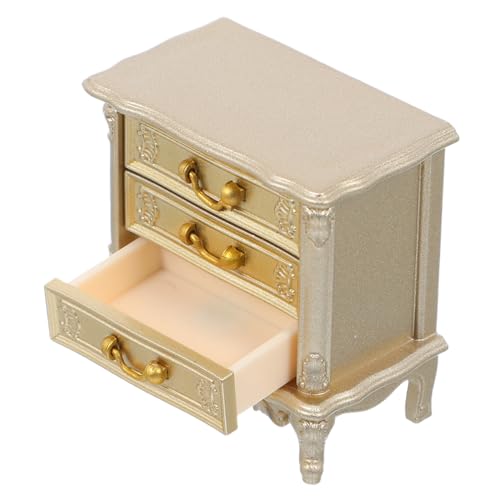 KONTONTY Miniatur-Schrank Vintage Nachttisch mit Puppenmöbel Miniatur-kommode für Puppenhaus Dekoration Schlafzimmer Zubehör von KONTONTY