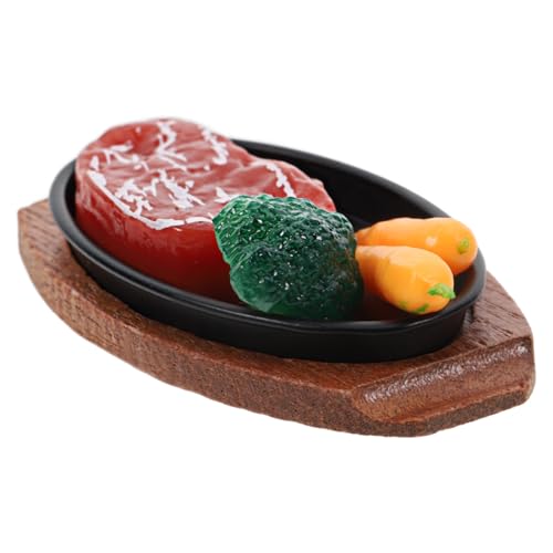 KONTONTY Miniatur Steak Modell Teller Realistisches Spielküchen Zubehör Langlebiges und Kompaktes Puppenhaus Essen Zubehör für Mini Küche und Rollenspiele von KONTONTY