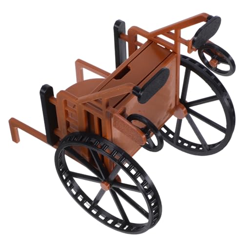 KONTONTY Miniatur für Puppenhaus Realistische Medizinische Rollstuhlfigur für Bjd Puppen Vielseitig für Rollenspiele und Sammlungen Braunes Design Detailreich für Puppenzubehör von KONTONTY
