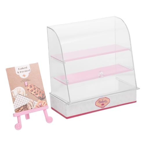KONTONTY Miniatur-kuchenschrank Puppe Stand Miniaturen Miniaturschränke Minischrank Mini-kuchenvitrine Dollhouse -lieferungen Modell Schiebetürenschrank Miniaturmöbel Abs Rosa von KONTONTY