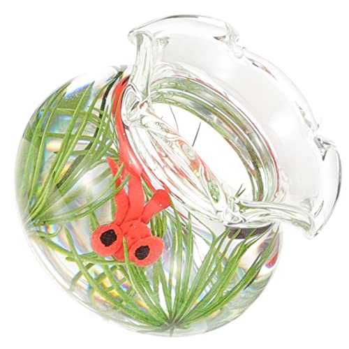 KONTONTY Miniaturisiertes Fischglas Modell für Puppenhaus Dekoration Kleines Aquarium Accessoire mit Goldfisch für Kreative Miniatur Szenen und Heimdekoration von KONTONTY