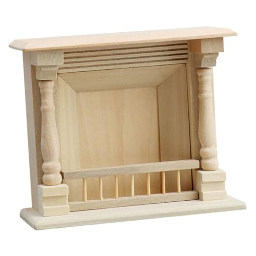 KONTONTY Miniaturkamin Zubehör Mini -Kamin Ding klein Miniatur-Puppenstubenmöbel Simulation Mini-Kamin Puppenhaus Miniatur-Holzkamin Simulierter Kamin Mini-Hauskamin hölzern Khaki von KONTONTY