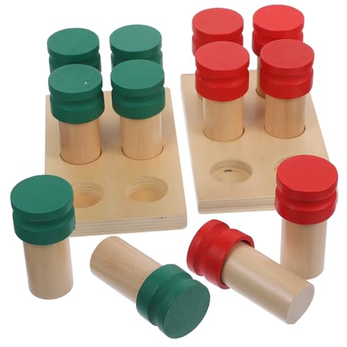 KONTONTY Montessori Holzbox Motorikspielzeug Ab Jahr Stabiles Lernspielzeug für Kleinkinder Kompakt und Tragbar Fördert Geruchssinn und Formenlernen von KONTONTY
