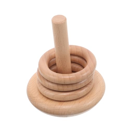 KONTONTY Montessori Holzringwurfspiel aus Robustem Buchenholz Stapelspielzeug mit Stab und Sockel Schadstofffrei Fördert Motorische Fähigkeiten und Sensorische Entwicklung für Junge Mädchen von KONTONTY