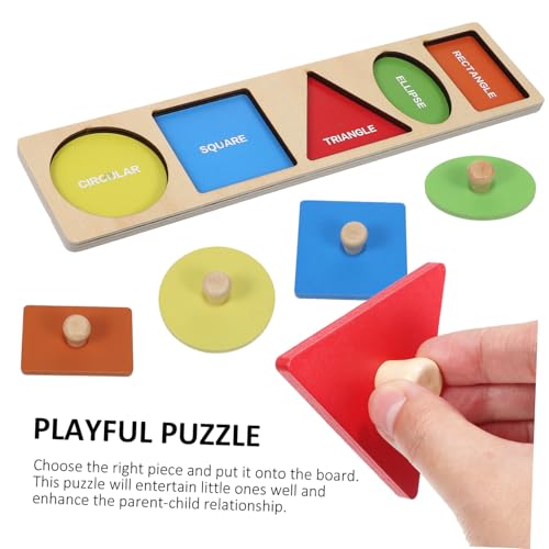 KONTONTY Montessori Holzspielzeug Peg Puzzle Steckbrett Farbenfroh Robust Pädagogisch Fördert Formenerkennung Feinmotorik für Vorschulkinder von KONTONTY