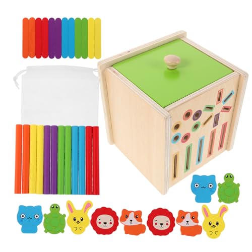 KONTONTY Montessori Holzspielzeug zum Formen Farbensortieren für Ab Jahren Lernspiel für Kognitive mit Bunten Geometrischen Formen und Natürlichem Holzmaterial von KONTONTY