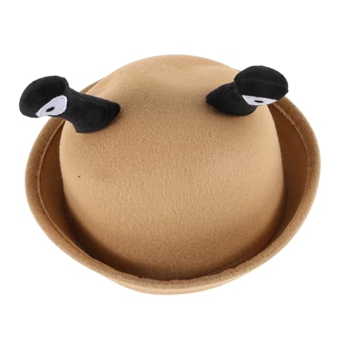 KONTONTY Mütze Kleine Runde Kreative Schneckenaugen Casual Wear Hut für Mädchen und Jungen Herbst Winter Warm Leicht Braun Lustige Geschenkidee von KONTONTY