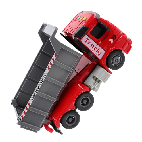 KONTONTY Musik Licht Inertial Muldenkipper Rotes Baustellenfahrzeug Kleines Kinderauto für Jungen Rückziehbares Kipper Interaktives von KONTONTY