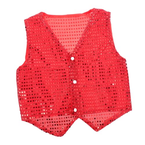 KONTONTY Paillettenweste Hip-Hop-Kostüm für rote Paillettenjacke Zirkuskostüm für Kinderzauberer-Outfit Paillettenjacke für Rey Kostüm für Polyester KONTONTY Paillettenweste Hip-Hop-Kostüm für rote Paillettenjacke Zirkuskostüm für Kinderzauberer-Outfit Paillettenjacke für Rey Kostüm für Polyester von KONTONTY