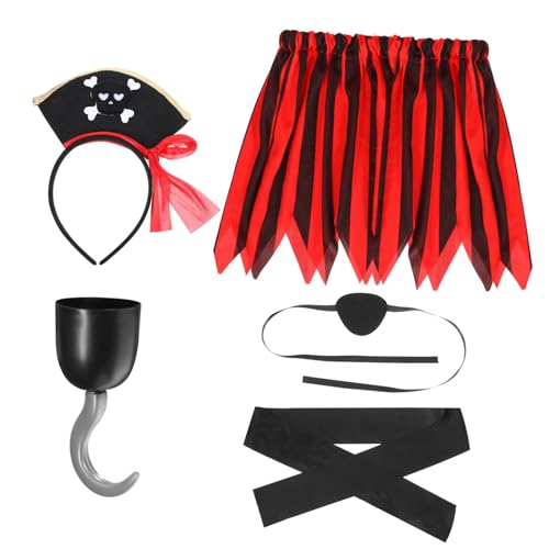 KONTONTY Piratenkostüm mit Hut Augenklappe Plastikhaken Verstellbar für Jahre Halloween und Mottoparty Komplettes Piraten-zubehör für Mädchen und Jungen Einfaches Anziehen KONTONTY Piratenkostüm mit Hut Augenklappe Plastikhaken Verstellbar für Jahre Halloween und Mottoparty Komplettes Piraten-zubehör für Mädchen und Jungen Einfaches Anziehen von KONTONTY