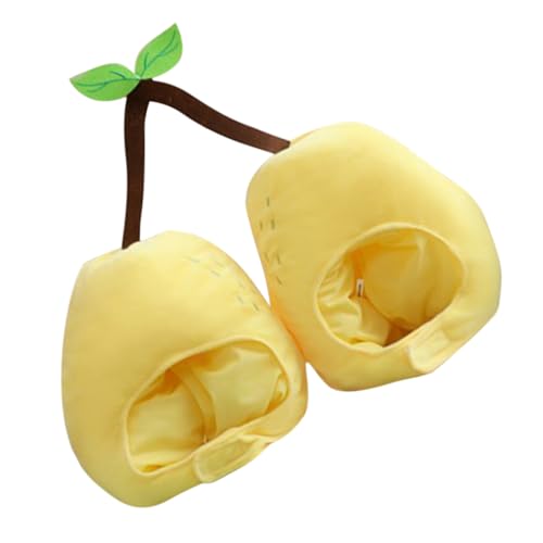 KONTONTY Plüsch Birnen-kopfbedeckung Doppelkopf Hut Lustige Frucht-cosplay-mütze für Geburtstag Halloween Weihnachten Leichte Wiederverwendbare Kopfbedeckung für Erwachsene von KONTONTY
