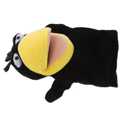 KONTONTY Plüsch Fingerpuppe Krähentier mit Offenem Mund Weiches Kinderspielzeug Pädagogische Handpuppe aus Langlebigem Material Sichere Kanten für Kreative Rollenspiele und Eltern Junge von KONTONTY