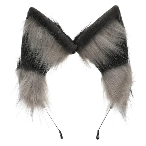 KONTONTY Plüsch Wolfsohren Haarreif Weiches Kopfband Cosplay Accessoire für Karneval Halloween Party Damen und Herren von KONTONTY
