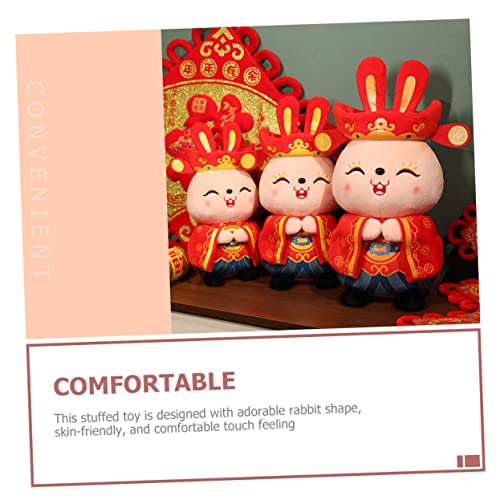 KONTONTY Plüschhase Kuscheltier Stofftier Hase mit Niedlichem Maskottchen Design Weiches Hautfreundliches Material Dekoratives Kaninchen zum Chinesischen Neujahr von KONTONTY
