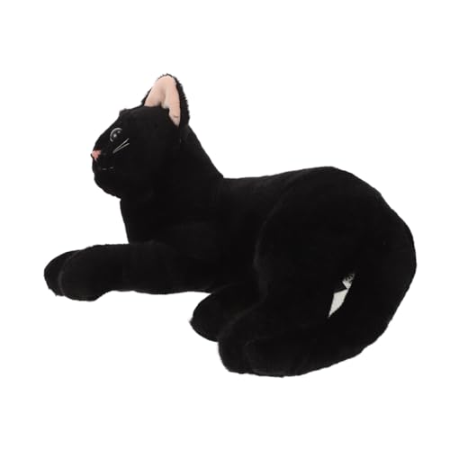 KONTONTY Plüschkatze Schwarz Realistische Katzenfigur Süßes für Kuscheltier Kissen für Halloween Dekoration Geburtstagsfeiern und für Katzenliebhaber KONTONTY Plüschkatze Schwarz Realistische Katzenfigur Süßes für Kuscheltier Kissen für Halloween Dekoration Geburtstagsfeiern und für Katzenliebhaber von KONTONTY