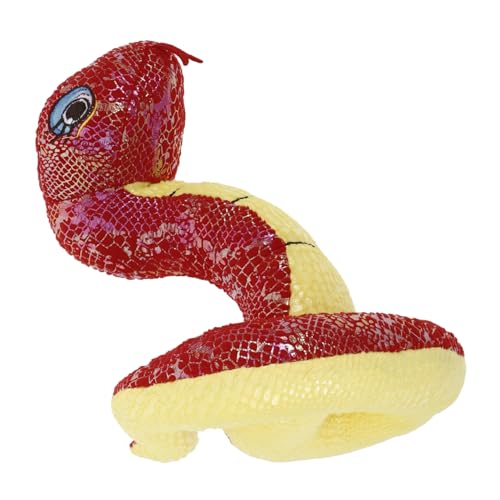 KONTONTY Plüschschlange mit Glitzer Realistisches Kuscheltier für Streiche und Deko Jahr der Schlange Rot für Halloween und Partys von KONTONTY