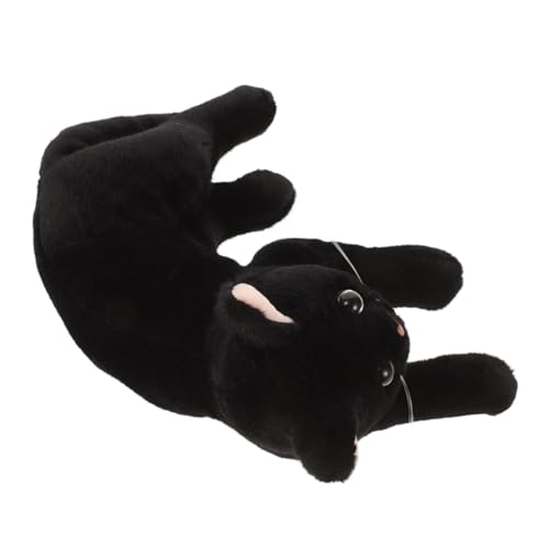 KONTONTY Plüschspielzeugpuppe Süßes Kätzchen Plüschtier Katzenplüsch Für Jungen Realistische Stoffkatze Katzenplüsch Zum Geburtstag Katzenpuppe Kuscheltiere Mit Nutztieren Schwarz von KONTONTY