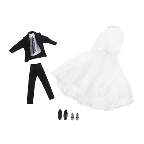 KONTONTY Puppen-hochzeitsoutfit mit Brautkleid Bräutigam-Anzug und Formalen Schuhen Kindgerechte Wiederverwendbare Puppenkleidung für Geburtstagsfeiern und Rollenspiele KONTONTY Puppen-hochzeitsoutfit mit Brautkleid Bräutigam-Anzug und Formalen Schuhen Kindgerechte Wiederverwendbare Puppenkleidung für Geburtstagsfeiern und Rollenspiele von KONTONTY