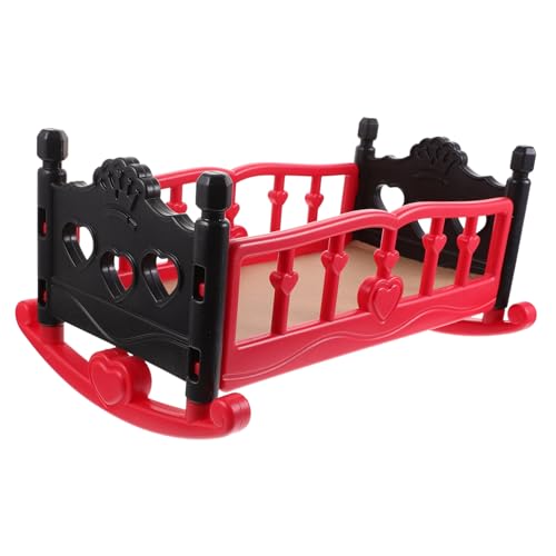 KONTONTY Puppenbett für Rote Puppenwiege aus Zubehör für Puppenhaus Fantasievolles und Kreative Schlafzimmergestaltung Sicher und Praktisch von KONTONTY