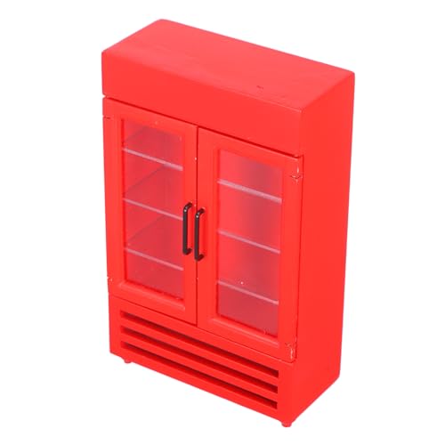 KONTONTY Puppenhaus Kühlschrank Miniaturen Zum Basteln Küchenminiaturen Mini-kühlschränke Puppenhaus Miniatur-kühlschrank Mini-kühlschrank-Ornament Mini-kühlschrank Im Holz Rot von KONTONTY