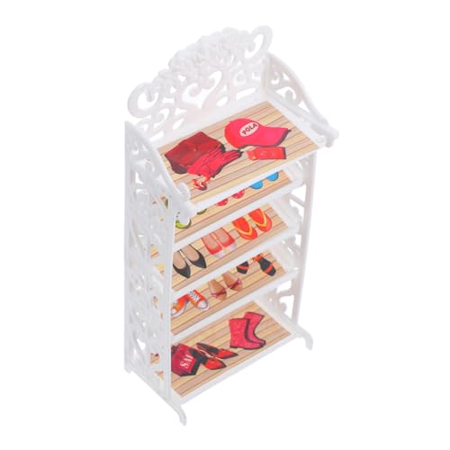 KONTONTY Puppenhaus Mini Schuhregal Requisite puppenhaus deko Puppen Schuhregal puppenmöbel Mädchen Miniatur Schuhregal für Minipuppe Schuhregal für Puppen Abs Weiß von KONTONTY