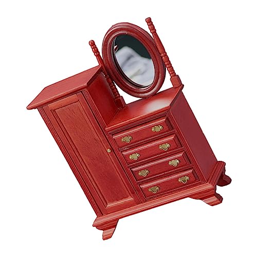 KONTONTY Puppenhaus Möbel Vintage Stil mit Rotes Dekoratives Mini Schlafzimmer Möbelstück Realistisches Miniatur Ankleidekommode KONTONTY Puppenhaus Möbel Vintage Stil mit Rotes Dekoratives Mini Schlafzimmer Möbelstück Realistisches Miniatur Ankleidekommode von KONTONTY