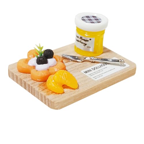 KONTONTY Puppenhaus Zubehör Miniatur Puppen Flasche Spielzeughaus Schneidebrett Für Puppenhaus Dekoratives Modell Kinderbedarf Puppenhaus Küchenrequisite Mini Dessert Harz Bunt von KONTONTY