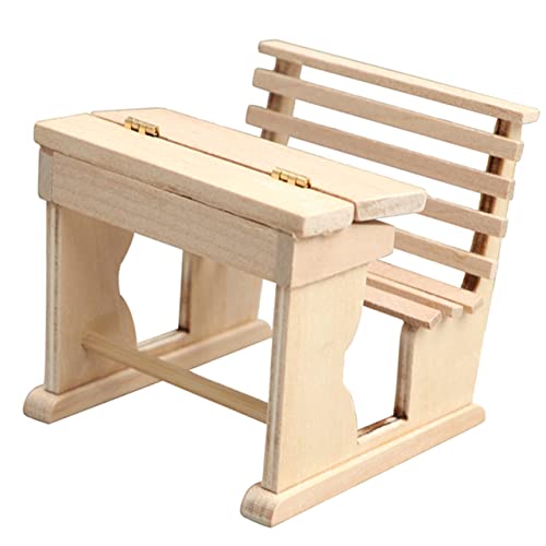 KONTONTY Puppenhausmöbel Modell Schreibtische Schöner Schultisch Klassenzimmer Miniatur Realistische Dekoration Mini Schreibtisch Puppenhaus Puppen Mini Haus Requisite Mini Möbel Modell von KONTONTY
