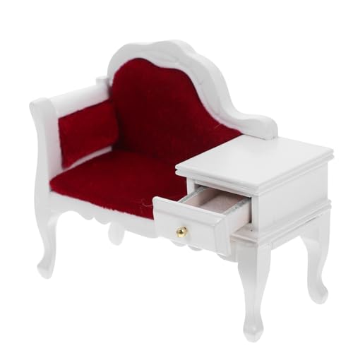 KONTONTY Winziges Miniatursofa mit Schublade Mini-Möbelmodell für Puppenhaus Vintage und realistisches Miniatur-Szenendekor von KONTONTY