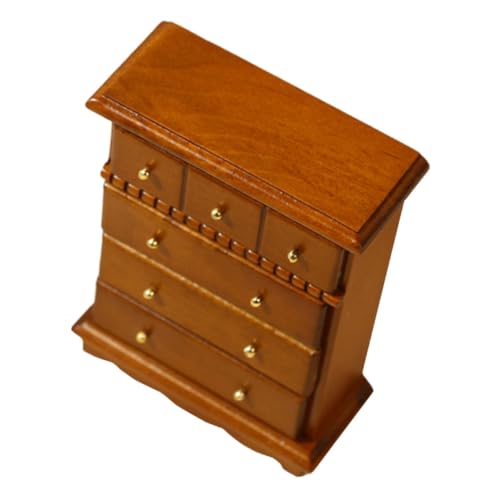 KONTONTY Puppenhausschrank Miniaturen Winzig Ästhetisch Bausatz Klein Gebäude Ornamente Zubehör Miniaturschrank Mini-hausschrank Miniatur-hausmöbel Brown Holz von KONTONTY