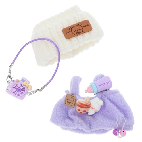 KONTONTY Puppenkleidung Set Plüsch Puppen Outfit mit Bär Overall Strickmütze und Kamera Passgenaue Anziehsachen für Rollenspiel und Sammeln Vielseitiges Zubehör für Puppen von KONTONTY
