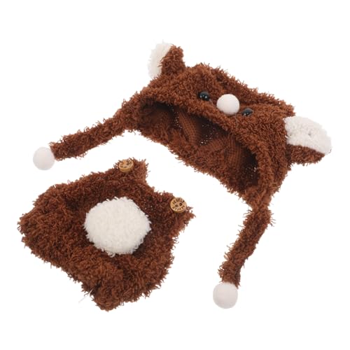 KONTONTY Puppenkleidung Set mit Braunem Bärenhut und Jumpsuit Weiches Material Einfaches An Ausziehen Vielseitig Kompatibel Niedliches Outfit für Kreatives Ankleidespiel von KONTONTY