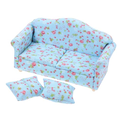 KONTONTY Puppenstubensofa Miniatur-puppenhaus Klein Puppenstubenmöbel Winzig Häuser Mini-Sofa-Modell Mini-sofamodell Aus Stoffkunst Mini-hausversorgung Dekoratives Mini-Sofa Holz von KONTONTY