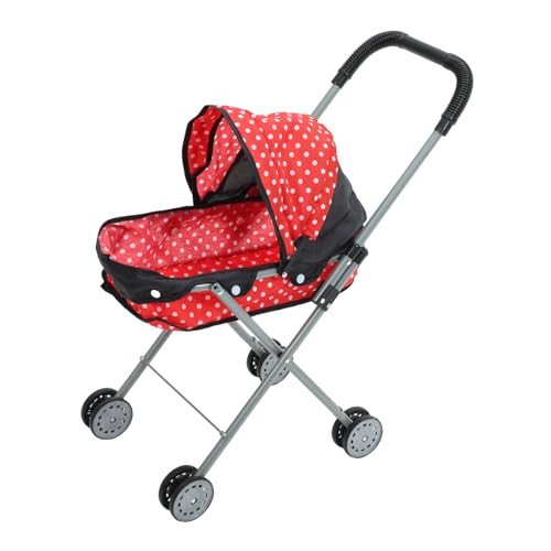 KONTONTY Puppenwagen für Roter Puppen Kinderwagen mit Polka Dots Leicht und Stabil für Rollenspiele Zubehör für Puppen für Kreative Spielstunden KONTONTY Puppenwagen für Roter Puppen Kinderwagen mit Polka Dots Leicht und Stabil für Rollenspiele Zubehör für Puppen für Kreative Spielstunden von KONTONTY