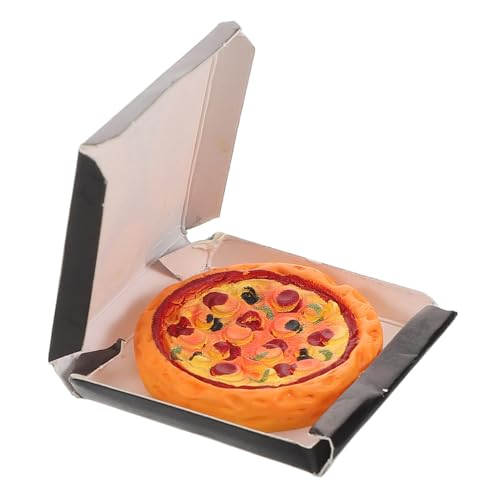 KONTONTY Realistische Mini Pizza im Takeaway Karton Detailgetreues Puppenhaus Zubehör Kleines Fast Food Modell Vielseitige Dekoration für Sammler von KONTONTY