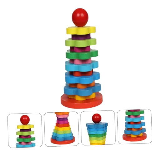 KONTONTY Regenbogen Stapelturm Lagige Holzspielzeug Säule Pädagogisches Stapelspielzeug für Fördert Kreativität Motorische Fähigkeiten und Kommunikation Sicher und Gesund von KONTONTY