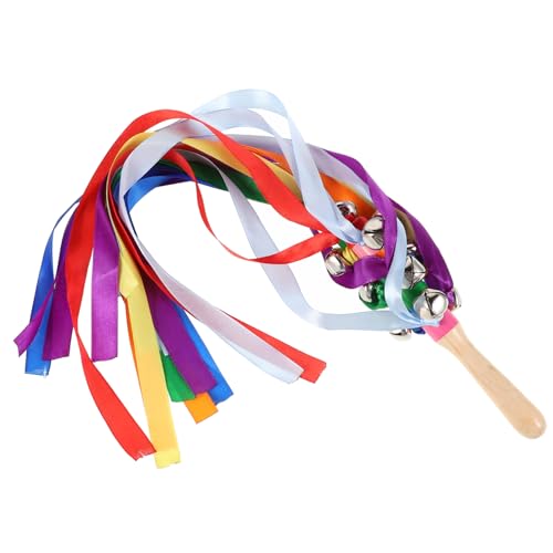 KONTONTY Regenbogenbandglocke Regenbogenstäbe Farbfestival Für Tanzbänder Dekorationen Band Tanzstäbe Turner Hochzeit Partybänder Requisiten Wirbelstoff Holz von KONTONTY