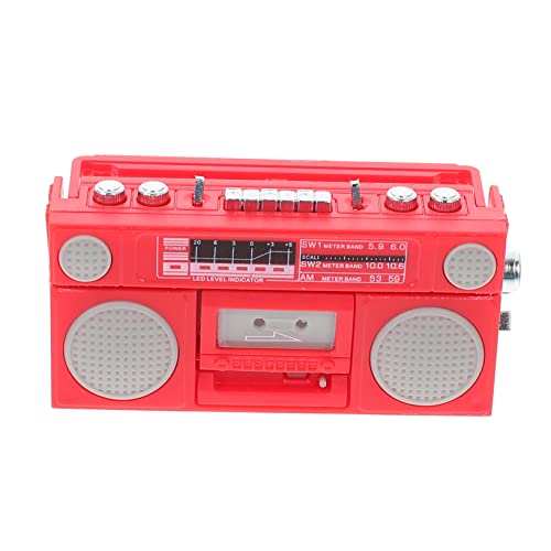 KONTONTY Retro Recorder Spielhaus Zubehör Modell DIY Puppenhaus Dekoration für Wohnzimmer Bar Restaurant Verarbeitung Buntes Szenen Roter Mini von KONTONTY