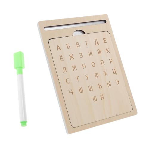 KONTONTY Zeichenblock Russisches Alphabet Schreibtafel Für Kinder Lernspielzeug Montessori Wiederverwendbar Für Vorschulkinder Buchstaben-nachverfolgung Holztafel Übung von KONTONTY
