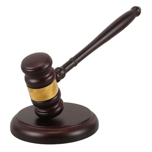 KONTONTY Satz Auktionshammer Richter Hammer und Block Schreibtischzubehör, Arbeitsplatzorganisatoren Spielzeughammer Anwaltstool Mini -Artikel hölzern Light Brown von KONTONTY