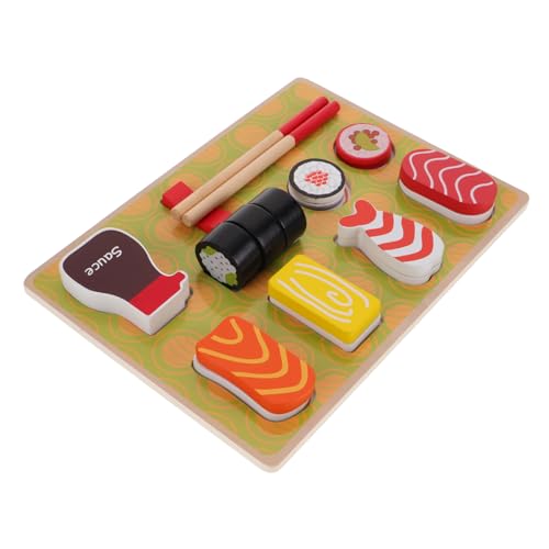 KONTONTY Satz Sushi- Party Tablett simulieren Simulation Holz kochset Rollenspielzeug Kochspielzeug gefälschtes Essen Küchenspielzeug hölzern von KONTONTY