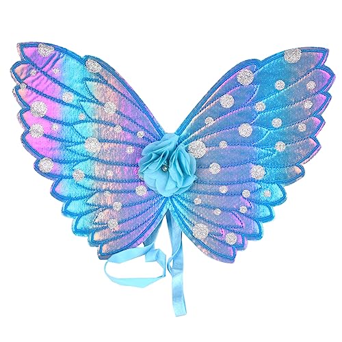 KONTONTY Schmetterlingsflügel für Mädchen Kleid Kinderkostüm Feenflügel Engelsflügel Kleinkind -Performance-Flügel Partykostüm Flügel Cosplay-Flügel Stoff Blue KONTONTY Schmetterlingsflügel für Mädchen Kleid Kinderkostüm Feenflügel Engelsflügel Kleinkind -Performance-Flügel Partykostüm Flügel Cosplay-Flügel Stoff Blue von KONTONTY
