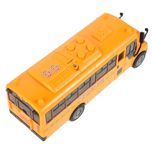 KONTONTY Schulbusmodell Mini Schulbusspielzeug Kindermodellautos Kleine Spielzeuge Modellautozubehör Automodelle Autoform Kleiner Schulbus Modellauto Vitrine Home Autospielzeug Abs Orange von KONTONTY