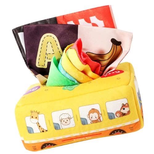 KONTONTY Sensorisches Babyspielzeug Jahre Weiches Bus Geformtes Taschentuch Box mit Stofftüchern Knisterpapieren Reißverschluss und Elastikband Fördert Farberkennung und Frühkindliche KONTONTY Sensorisches Babyspielzeug Jahre Weiches Bus Geformtes Taschentuch Box mit Stofftüchern Knisterpapieren Reißverschluss und Elastikband Fördert Farberkennung und Frühkindliche von KONTONTY