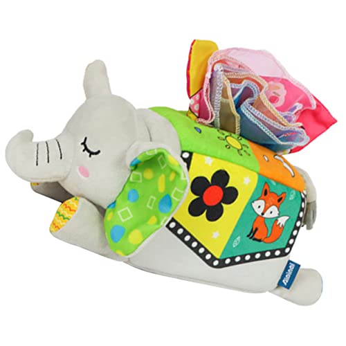 KONTONTY Knisterspielzeug Baby Baby Spielzeug Set Aus Mit Tissue Box Simulationstuch Für Kleinkinder Sensorisches Finger Für Babys Fördert Die Feinmotorik Ab 0 1 Jahr Farbenfrohes Elefantendesign von KONTONTY