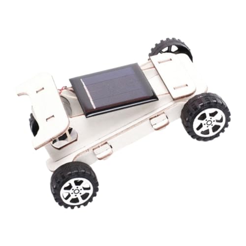 KONTONTY Solar-Spielzeugauto solarbetriebenes Spielzeugauto Solarenergiespielzeug Solarmechanische Spielsachen Solarauto Bauspielzeug Kinderspielzeug hölzern Beige von KONTONTY