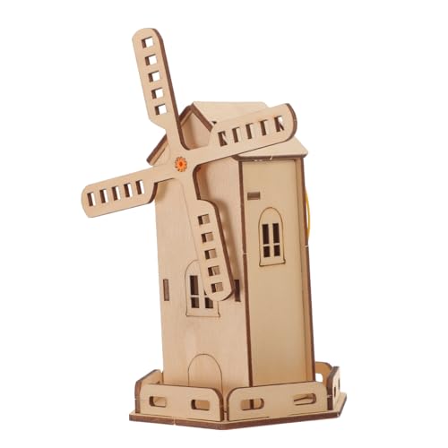 KONTONTY Solar Windmühle Bausatz aus Holz Solar Betriebenes DIY für Einfach Zusammenzubauen Sicherer Holzbausatz für Kreative Gartenspiele und Stem Lernen für Junge Mädchen und Jungen von KONTONTY