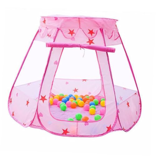 KONTONTY Spielballpoolzelt Hexagon Kinderspielzelt Schloss Spielzelt Zelt Kinderspielhaus Für Drinnen Ozeankugelzelt Für Spielhaus Für Rosa von KONTONTY