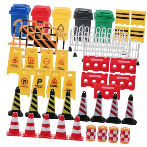 KONTONTY Teiliges Mini Verkehrszeichen Spielset aus Kunststoff Pädagogisches Lernspielzeug für Realistische Straßenverkehrsschilder und Straßensperren Fördert Verkehrssicherheit und für von KONTONTY