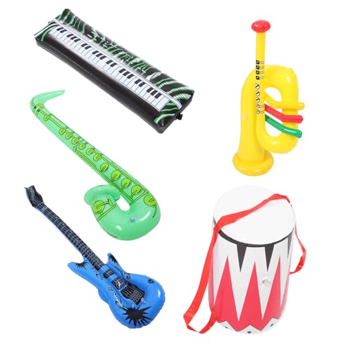 KONTONTY Teiliges Party Aufblasbare PVC Musikinstrumente Gitarre Saxophon Trompete Orgel Schlagzeug Bunte Bühnenrequisiten für Kindergeburtstag Spielspaß Zufällige Farbe von KONTONTY